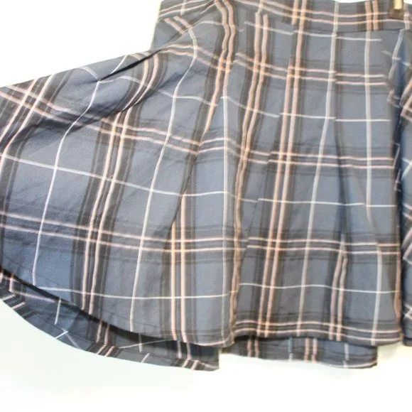 Torrid Navy Plaid Twill Pleated Mini Skirt Stretch Grunge Plus Size 2 2X H12881 - Picture 3 of 11